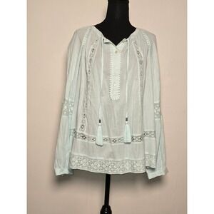 Chico's Women's Boho Lace Blouse Chico's Size 3 || US 16/18 Cotton Peasant Top